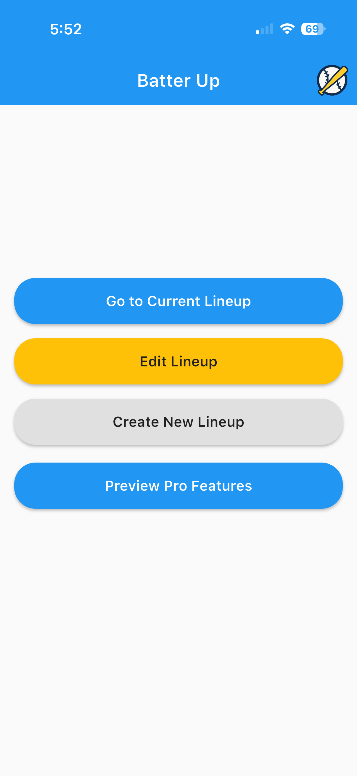 BatterUp app screenshot